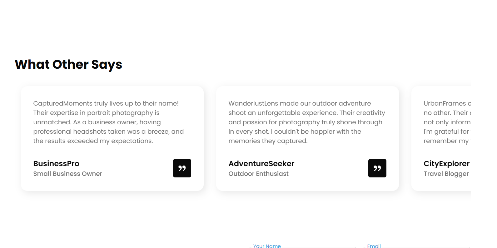 Photographer Portfolio template html