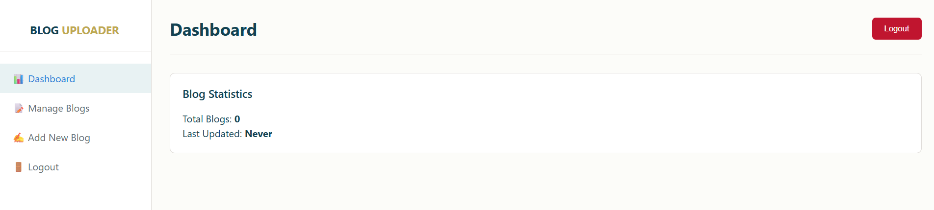 Free JavaScript Blog Uploader Admin Dashboard JavaScript Blog Management System UI Blog CRUD Dashboard using JavaScript JavaScript Blog Admin Panel Project