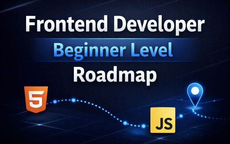 Frontend Developer Beginner Level Roadmap, Frontend Development Roadmap for Beginners, Learn Frontend Development Step by Step, HTML CSS JavaScript Beginner Roadmap
