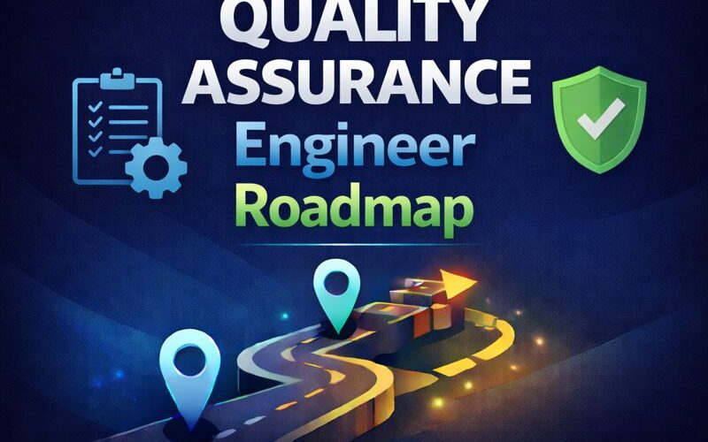 QA career progression flowchart showing four stages: entry-level, mid-level, senior, and management